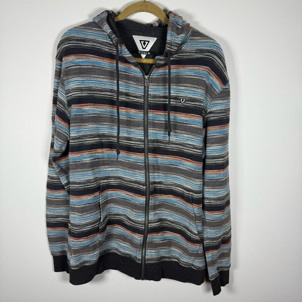 VISSLA Men's Multicolor Striped Zip-Up Sweater Size Large